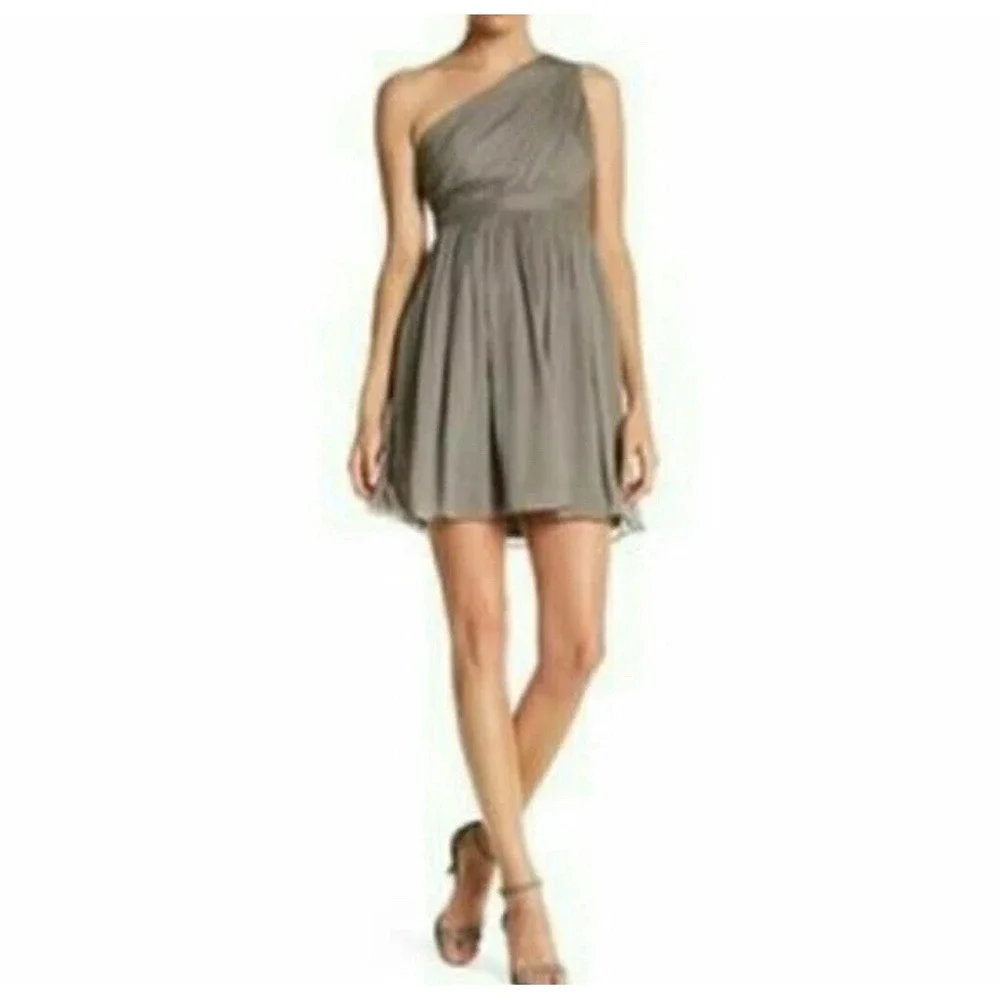 J‎ CREW SHORT DRESS SILK CHIFFON FORMAL 4 KYLIE ONE SHOULDER Black #41825